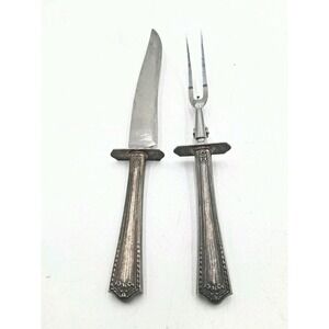 Rare Vintage Alvin Stainless Carving Set Sterling Silver Handled